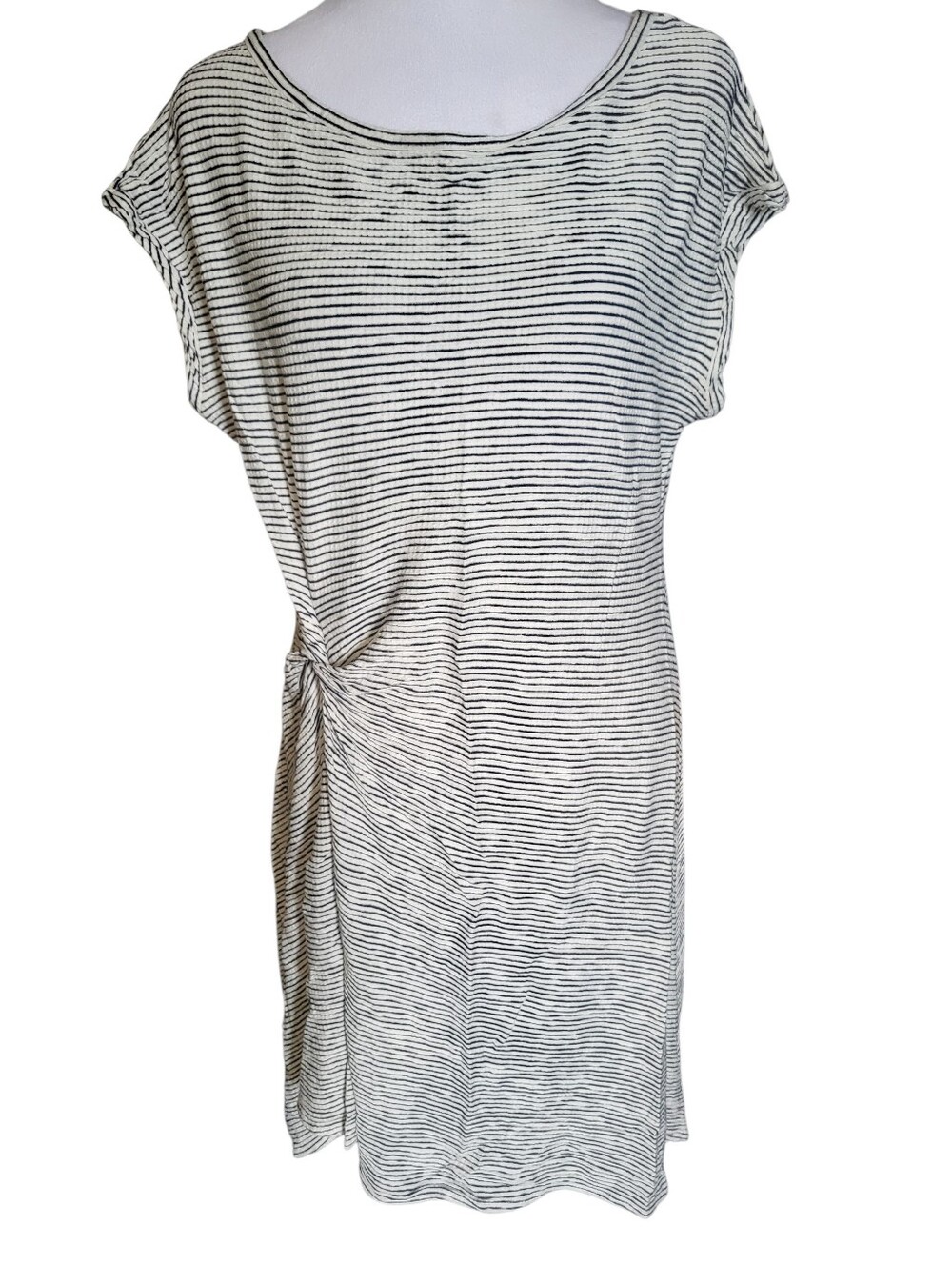 Max Studio Striped Short Sleeve Knot-Side Dress sz XL